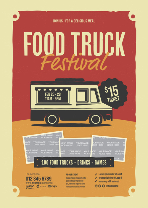 Food truck festival flyer vector