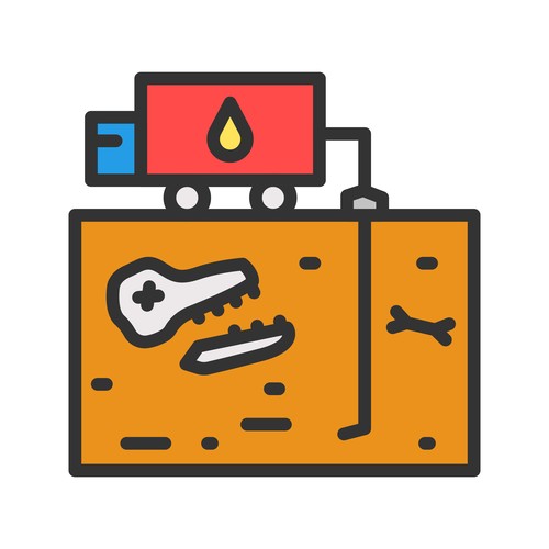 Fossil fuels natural disaster icons vector
