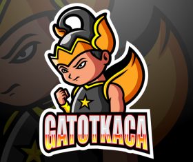 Gatotkaca cartoon icon vector