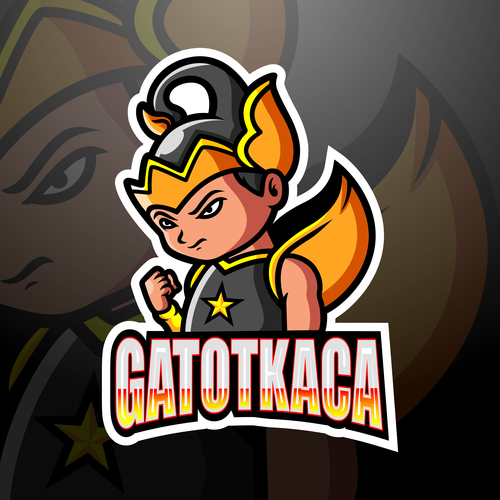 Gatotkaca cartoon icon vector