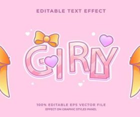Girly text effect style vector