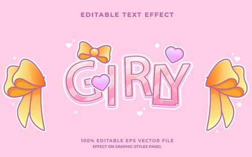 Girly text effect style vector