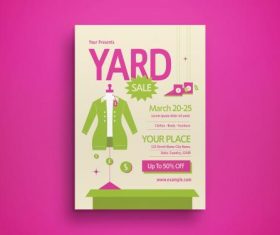 Green flat design yard sale flyer vector