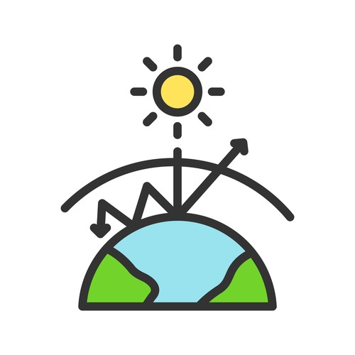 Greenhouse effect icons vector