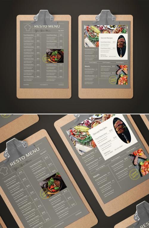 Grey Modern Design Food Menu Vector Free Download