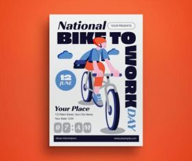 Grey national bike to work day flyer vector