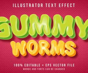 Gummy worms 3d style effect vector