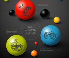 Hand drawn icons on spheres vector
