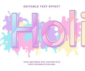 Holi festival text effect style vector