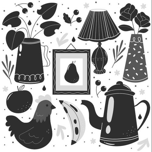 Indoor decoration plant black and white vector