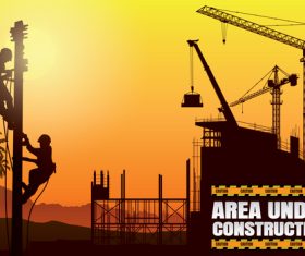 Installation of cables on construction sites background vector