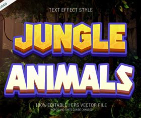 Jungle animals editable font effect text vector