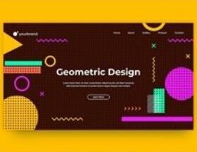 Landing page geometric background vector