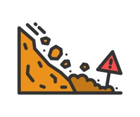 Landslide natural disaster icons vector