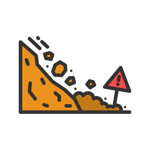 Landslide natural disaster icons vector