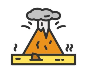 Lava natural disaster icons vector