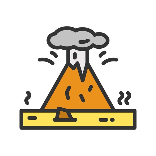 Lava natural disaster icons vector