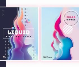 Liquid abstract poster set vector