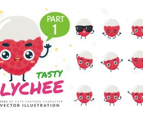 Lychee cartoon character vector