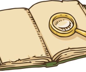 Magnifier and old book vector