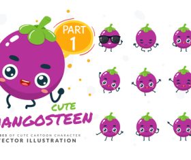 Mangosteen cartoon character vector