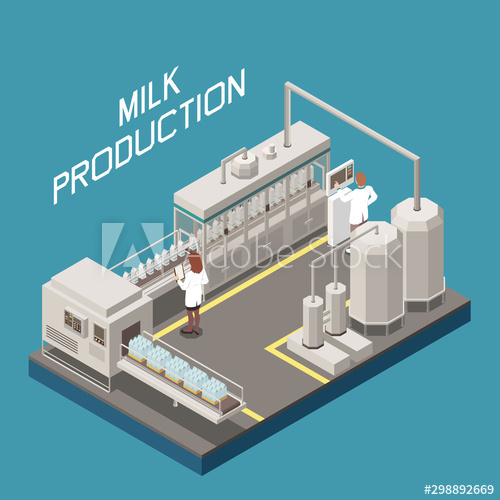 Milk proouction factory illustration vector
