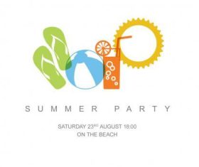 Minimalist summer party flyer layout vector