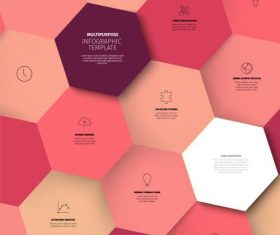 Multipurpose pink hexagon mosaic infographic vector