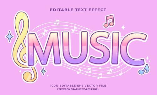 Music text effect style vector