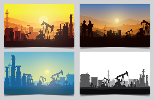 Oil production background illustration vector