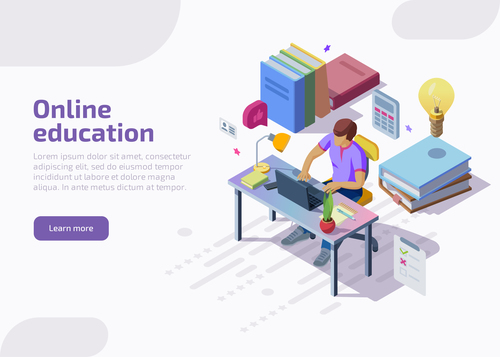 Online education illustration vector