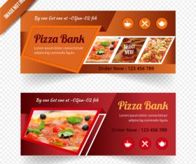 Pizza ordering and delivery flyer vector banner