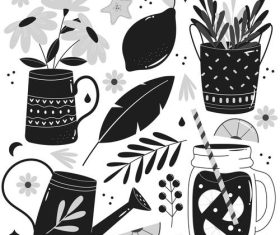 Plant black and white vector