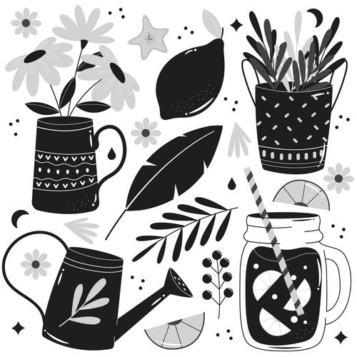 Plant black and white vector