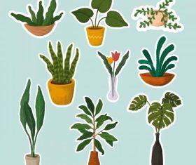 Plants sticker collection vector
