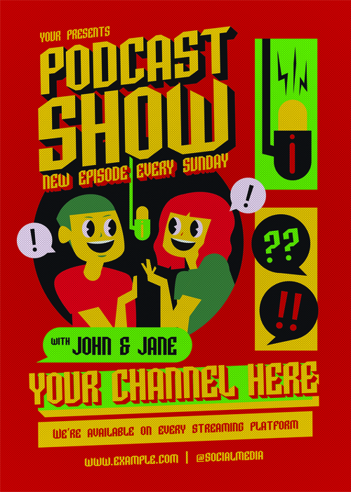 Podcast show flyer vector