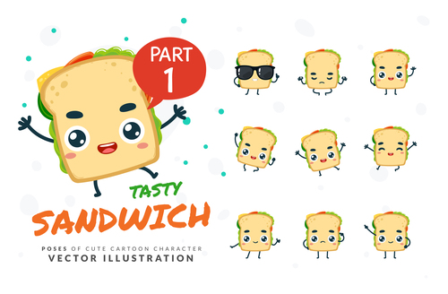 Sandwich cartoon character vector