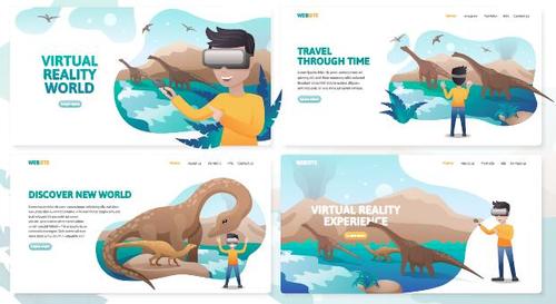 Science and technology museum website landing page vector