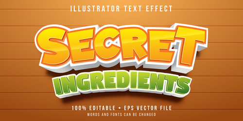 Secret ingredients text style vector