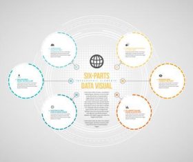 Six parts data visual infographic vector