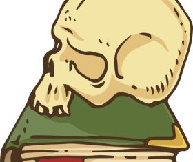 Skull placed on top of a book vector