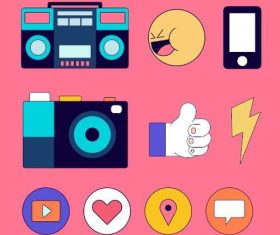 Social media icon set isolated on pink background vector
