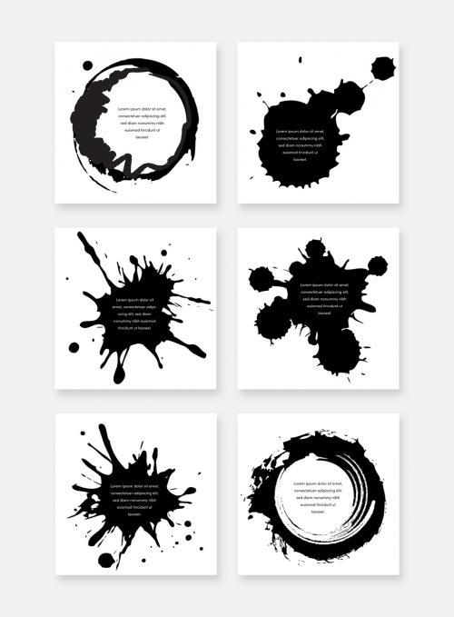 Social media posts with black quote vector splashes