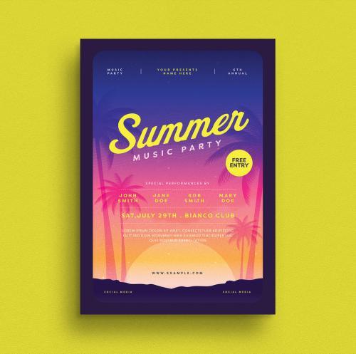 Summer party flyer layout vector