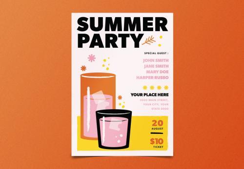 Summer party flyer vector