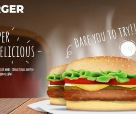 Super delicious hamburger vector