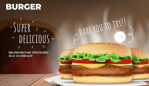 Super delicious hamburger vector