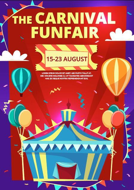 The carnival funfair leaflet vector