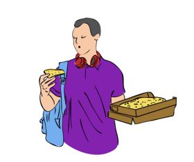 The man eating pizza vector