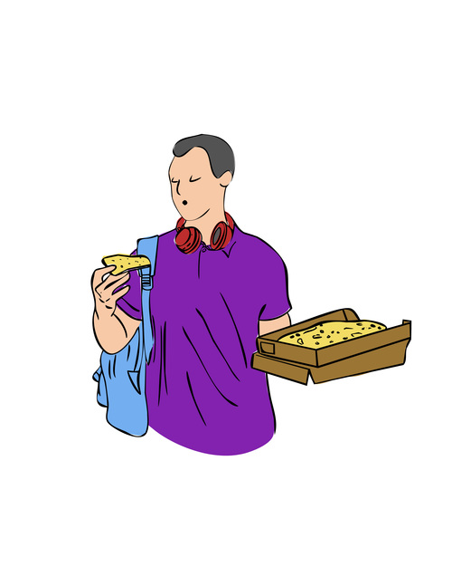 The man eating pizza vector